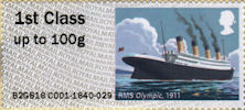 Post & Go : Royal Mail Heritage : Mail by Sea 1st Stamp (2018) RMS Olympic, 1911