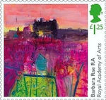 Royal Academy of Arts £1.25 Stamp (2018) Barbara Rae - Inverleith Allotments and Edinburgh Castle