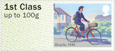 Post & Go : Royal Mail Heritage : Mail by Bike 1st Stamp (2018) Bicycle, 1949  