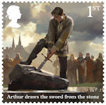 The Legend of King Arthur 1st Stamp (2021) Arthur draws the sword from the stone