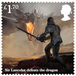 The Legend of King Arthur £1.70 Stamp (2021) Sir Lancelot defeats the dragon