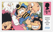 Dennis and Gnasher £1.70 Stamp (2021) Dennis meets Bea, 1998