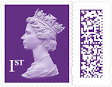 Barcoded NVI Definitives 1st Stamp (2022) First Class - Plum Purple