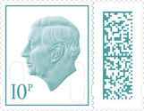 Low Value Definitive 10p Stamp (2023) Aqua Green