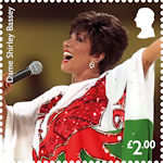 Dame Shirley Bassey £2.00 Stamp (2023) Singing ‘World in Union’ (with Bryn Terfel) during the Opening Ceremony of the Rugby World Cup, Cardiff, 1 October 1999