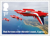 Red Arrows - 60 Seasons 1st Stamp (2024) Red Arrows over Akrotiri coat, Cyprus