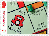 Monopoly 1st Stamp (2025) Free Parking and Vine Street 